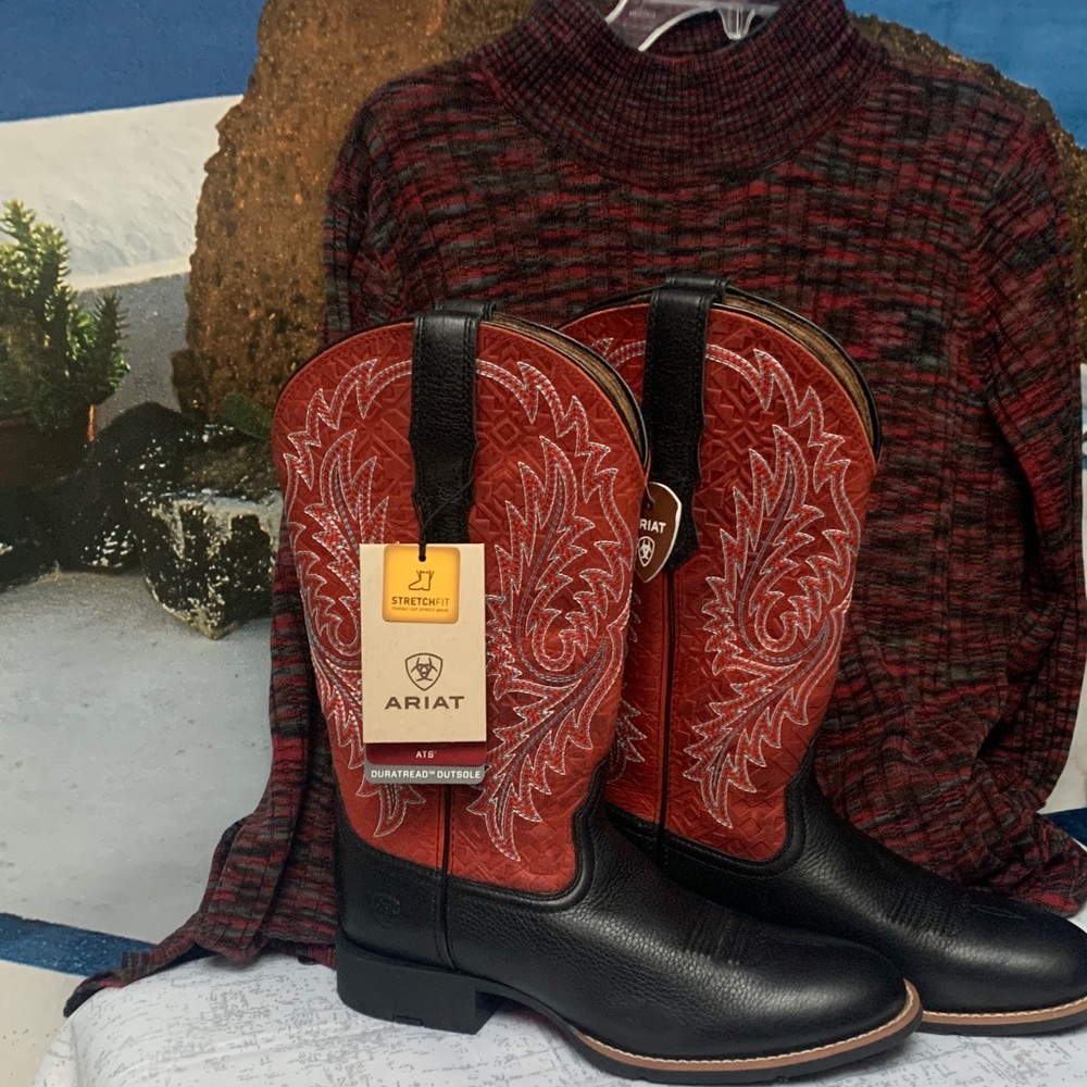 Ariat Red and Black Cowboy Boots